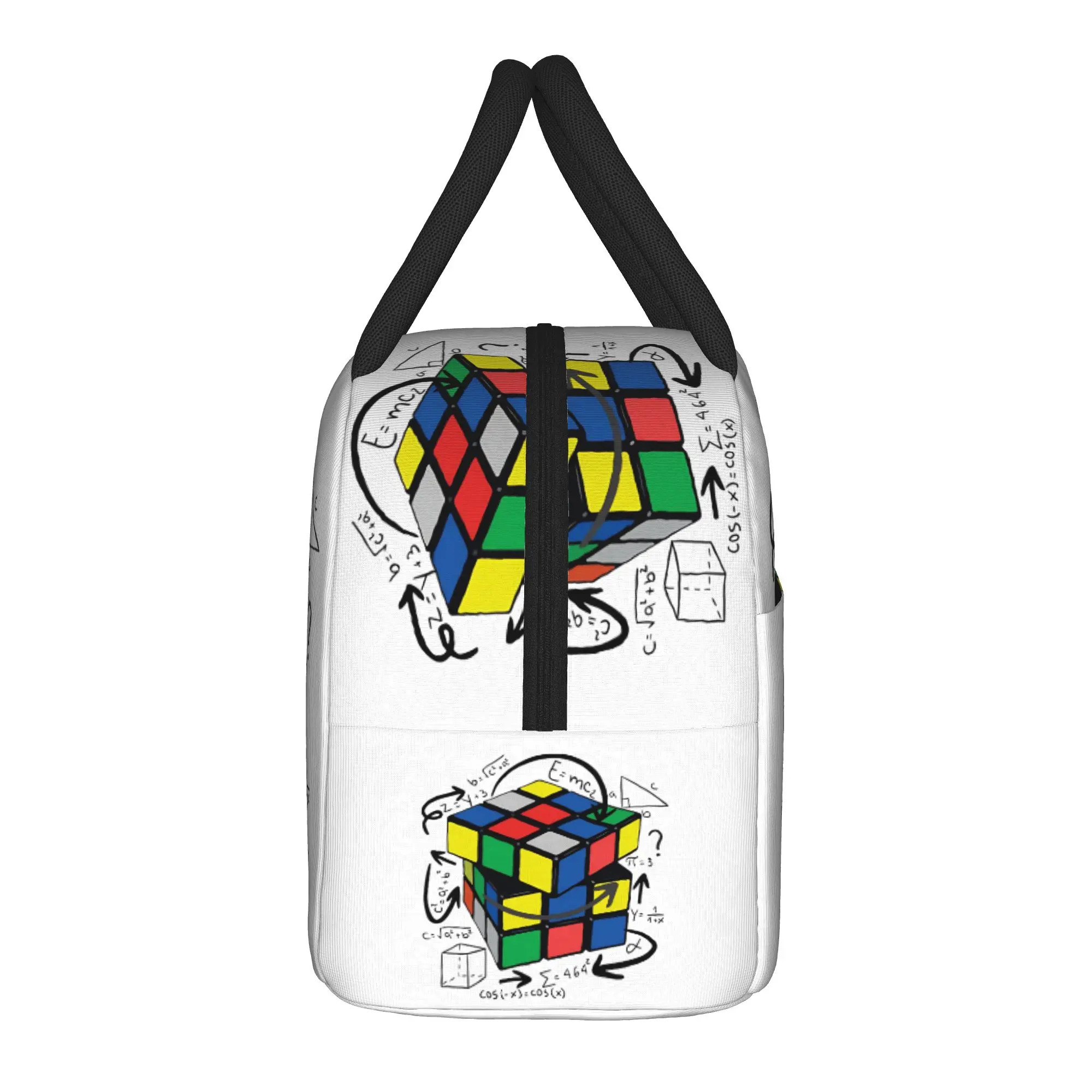 Math Rubiks Player Cube Lunch Bag  Portable Insulated Lunch Box Child Picnic Print Cooler Bag Oxford Thermal Tote Handbags