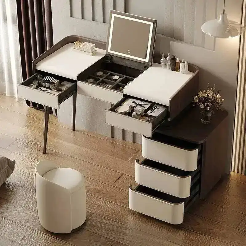 

Leather Chest Luxury Furniture Light Dresser Bedroom Of Drawers Makeup Vanity Dressing Table Makeup Desk Toiletries Dressers