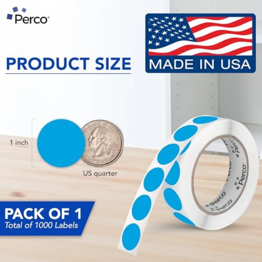 Round Circle Dot Sticker 1-Inch Labels with Perforation for Easy Tear-Off, 1, 000 Stickers per Roll - File Labels, Storage Bins