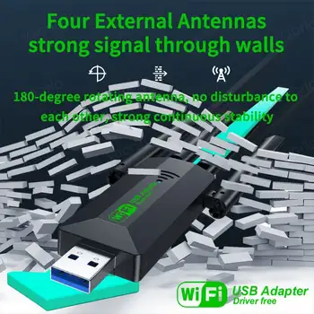 1200Mbps WiFi USB adaptér Dual Band 2.4G+5Ghz Wi-Fi Dongle 4 antény 802.11AC USB 3.0 vysokorychlostní bezdrátový přijímač s kartou pro PC/notebook 10 nejlepší prodej USB WiFi anténa - №6