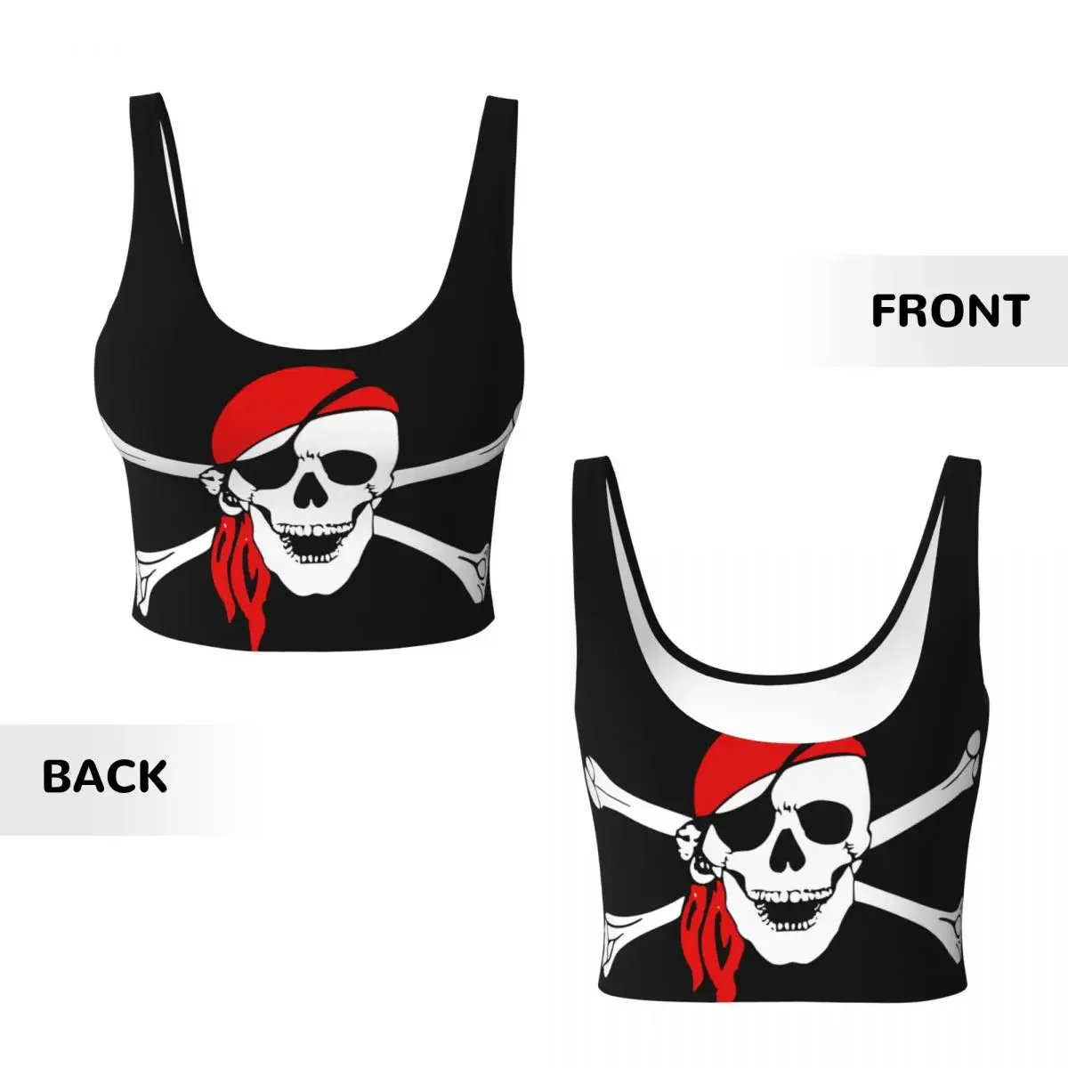 سترة يوجا للنساء للصالة الرياضية قطع علوية قصيرة بعلم القراصنة ملابس الشارع الشهير قميص بدون أكمام يسمح بالتهوية للسيدات