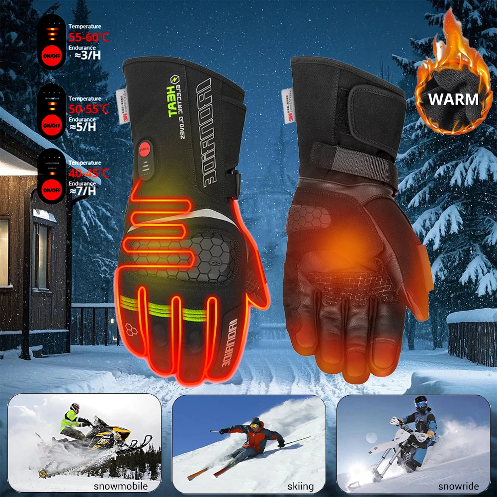 

Motorcycle Heating Gloves Windproof Waterproof Wear-resistant Reflective Winter Warm Motorcycle Riding Gloves