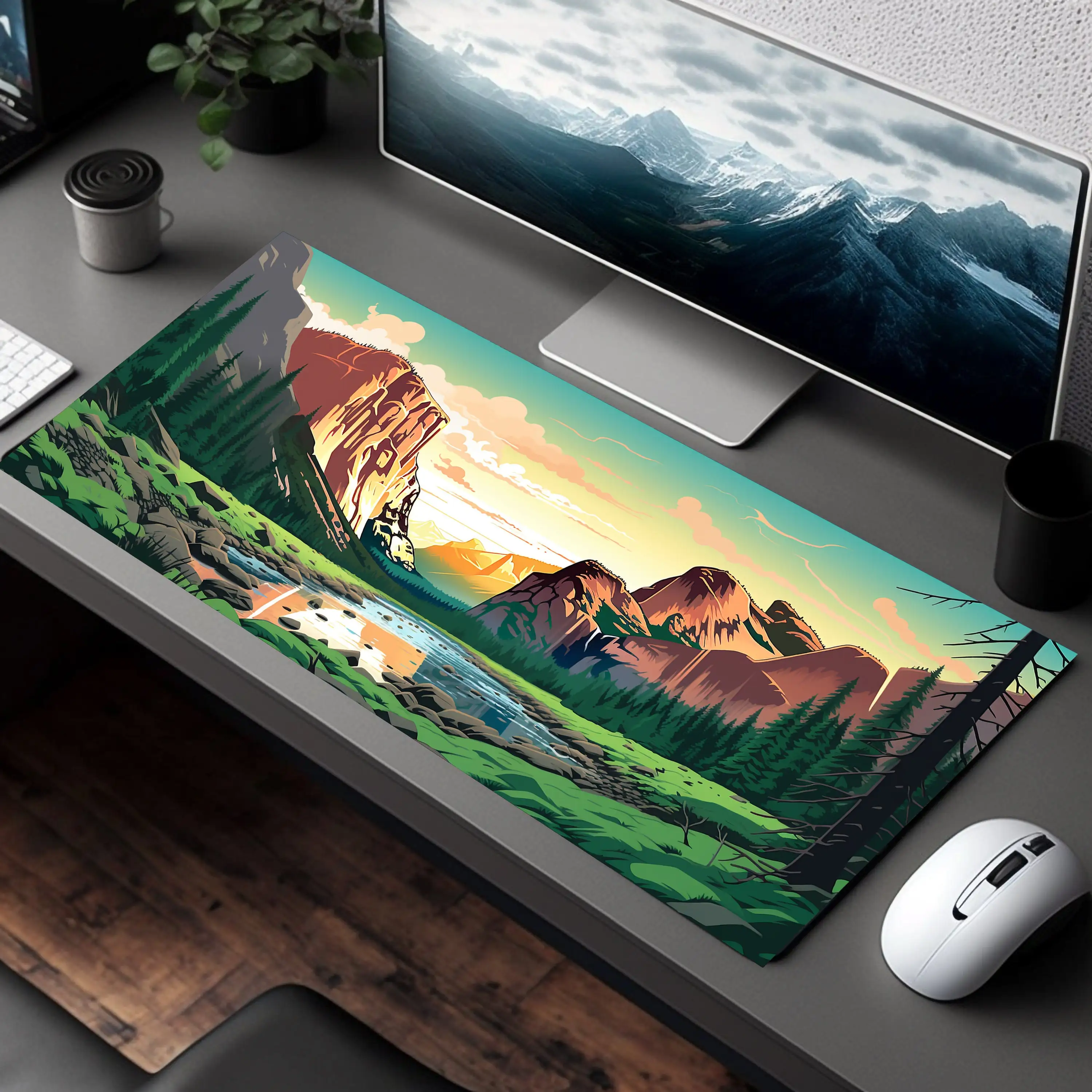 Taman Nasional Yosemite, Alas Mouse Lucu, Alas Meja Yosemite XXL, Alas Dekoratif Meja Gaming Kantor, Hadiah Sempurna untuk Teman.