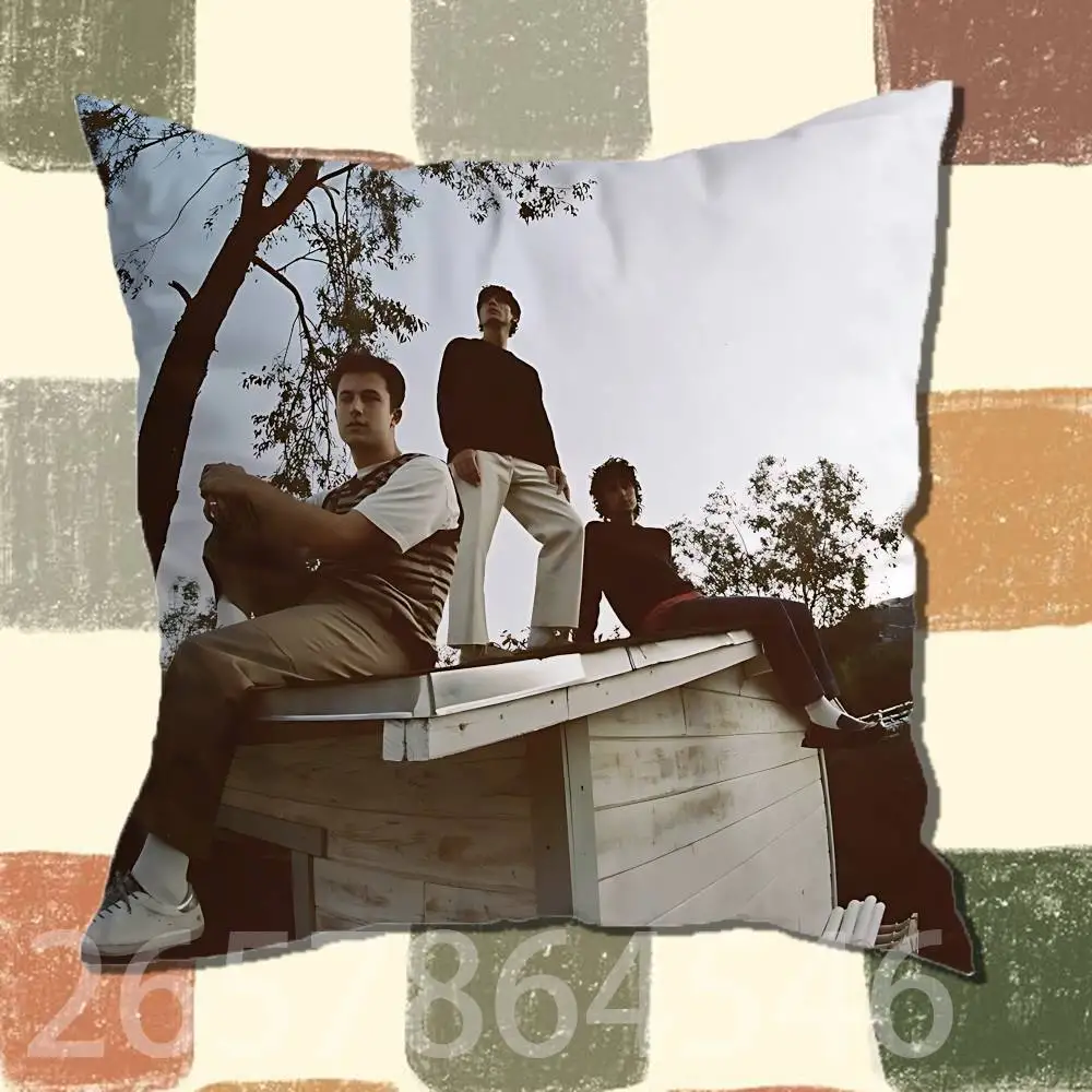 W-Wallows Band Polyester Printed Pillow Cover Square 30 35 40 45 50 55 cm Soft for Sofa Bed Car Home Decor