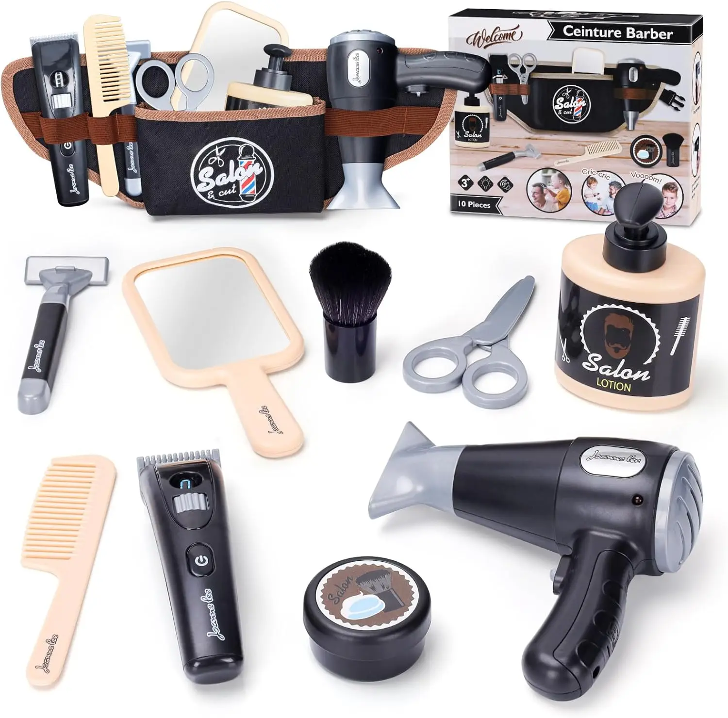 Kids Barber Shop Pretend Play Toy Toddler Hair Salon Toys Playset Kids Shaving Kit for Boys Gift Suitable Boys Ages Gift