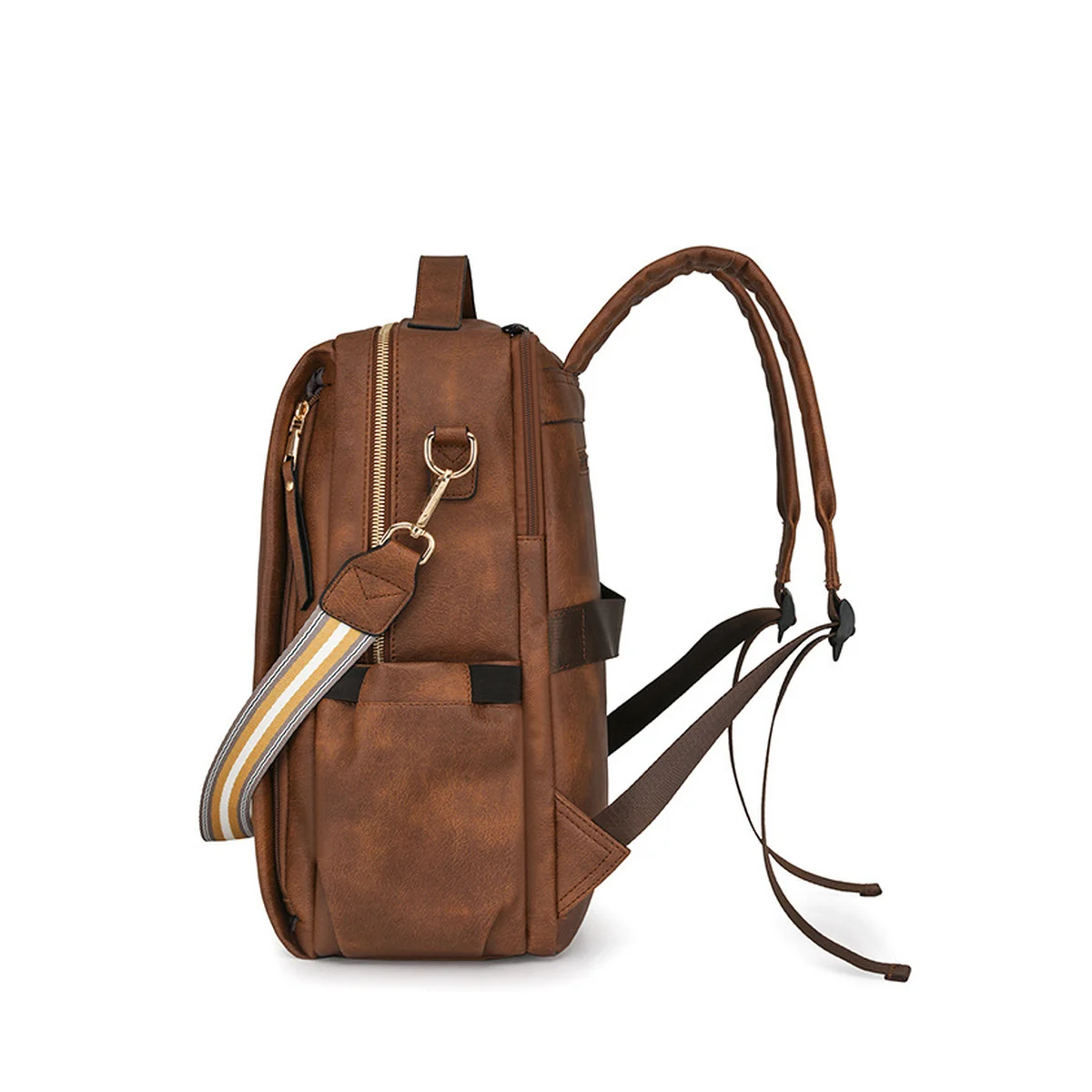 PU Leather Backpack with Front Organizer Pockets and Adjustable Shoulder Straps for Work Commute and Everyday Travel
