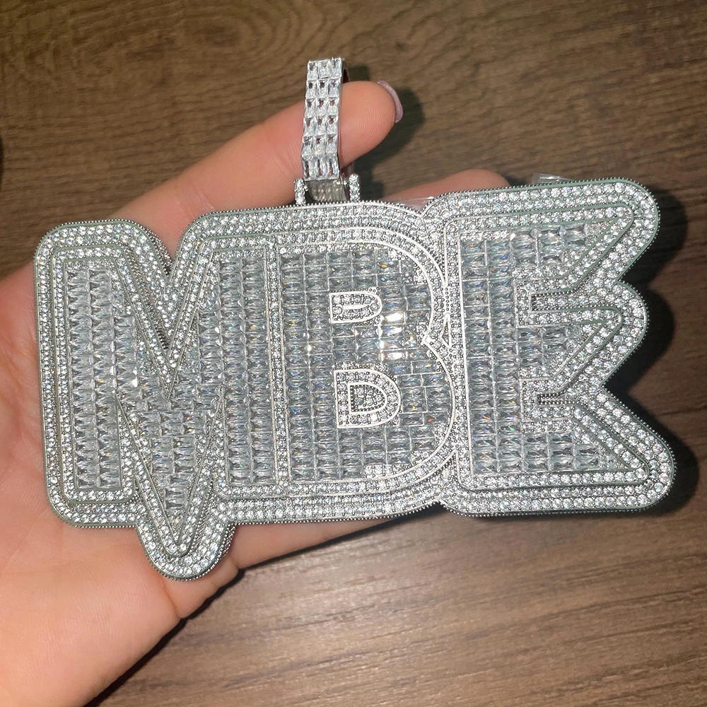 Imagem -06 - Big Customized Letters Pendant Necklace para Homens e Mulheres Iced Out Colares Bling Zircon Hip Hop Jóias