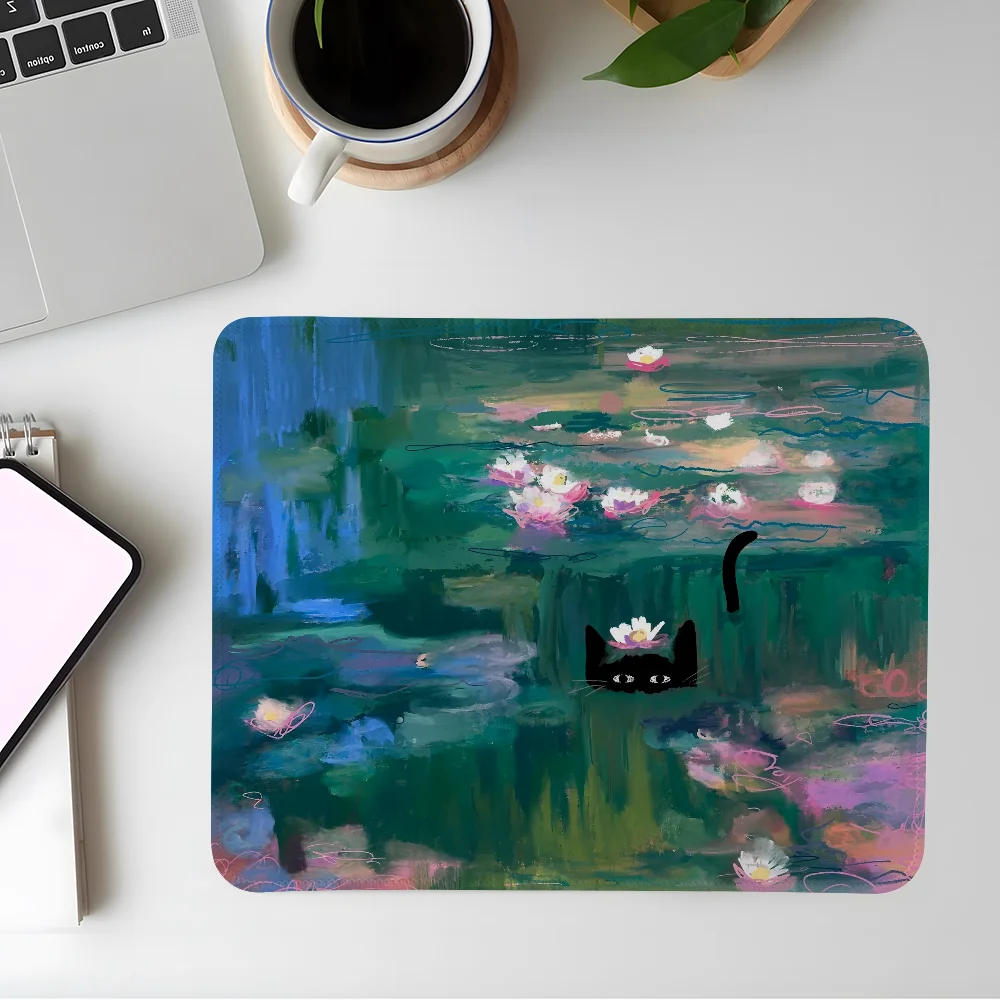 Nia Gould Artistic Illustration Kawaii Cat Mouse Pad Esports Mousepad Laptop Computer Office Desk Mat Rubber Small Anti Slip Pad