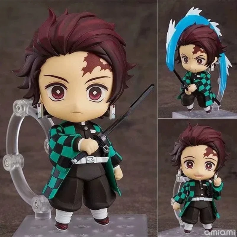 10cm Anime Demon Slayer Tanjirou Q Version Change face Joint mobility Action Figure PVC Model Clay Man Desk Decor doll Toy Gifts