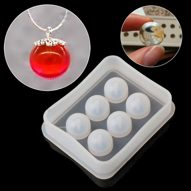 HX6F 6 Cavity Sphere 3D Resin Ball Molds Epoxy Resin Jewelry Making Silicone Mold