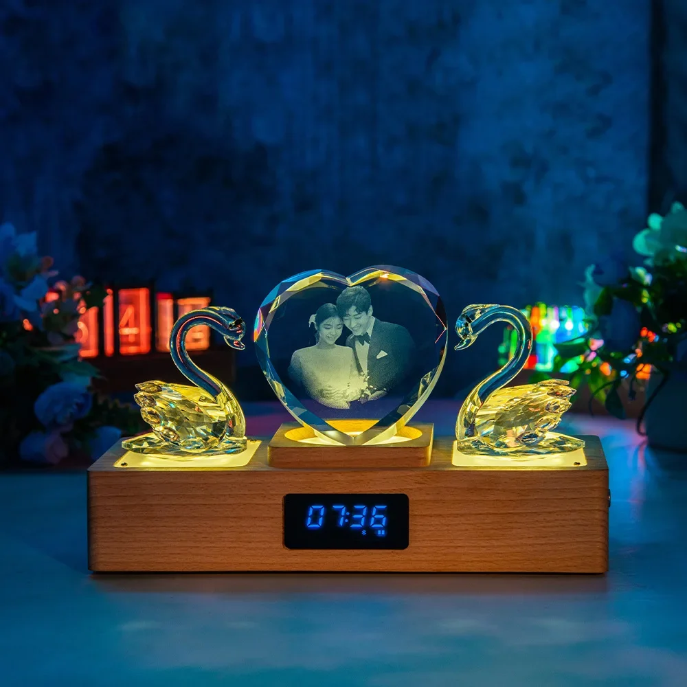 Crystal album wedding gift souvenir crystal music box clock desktop table creative feng shui ornament