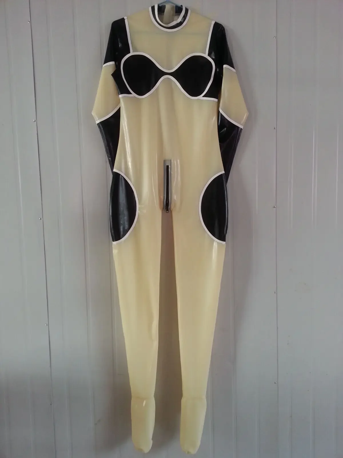 

Gummi Latex Transparent Schwarz Catsuit Anzug Suit Sexy Bodysuit S-XXL 0.4mm