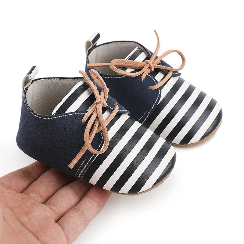 1Pair Spring Autumn Children Baby Girls Non-Slip Soft Bottom Shoes Fashion Soft Retro Stripe Print Bowknot Design Shoes