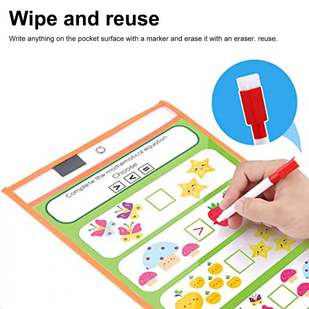 6/10Pcs Dry Erase File Bag Reuse Teaching Supplies Smooth Writing Dry Erase File Folder School Supplies