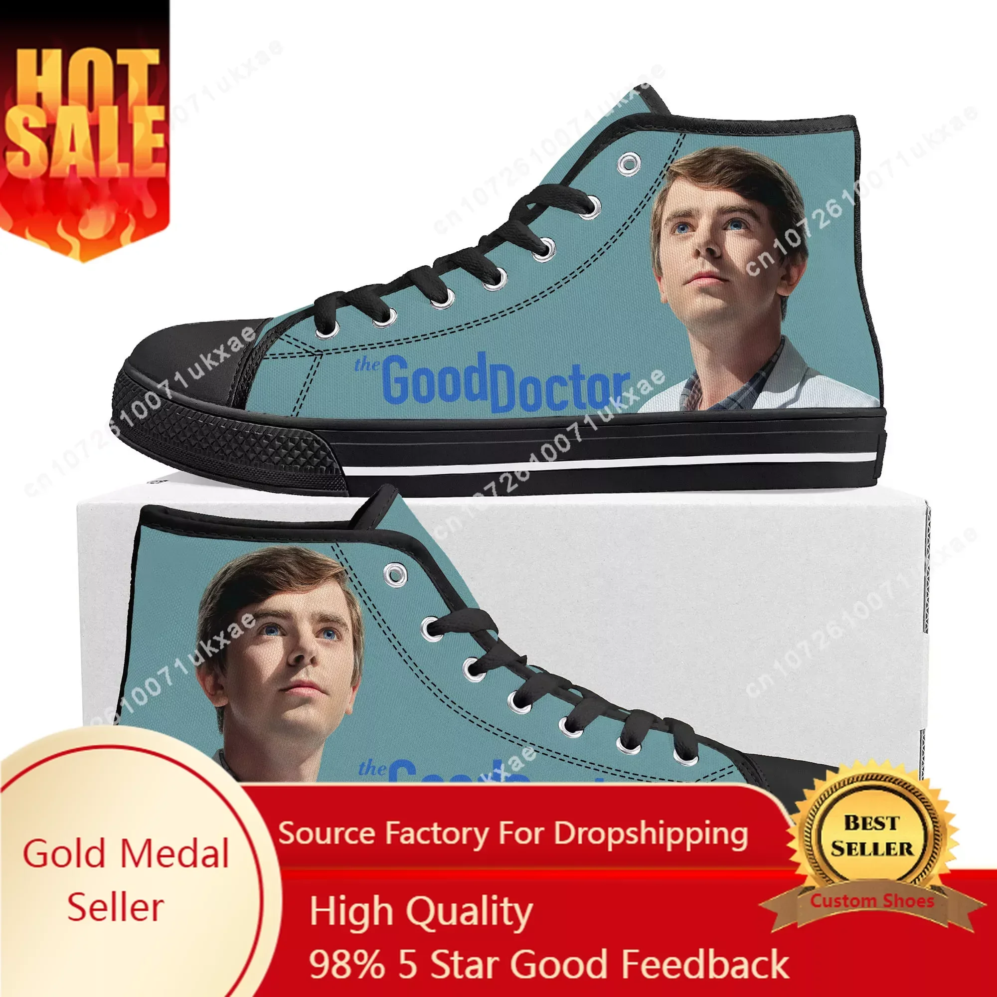 

The Good Doctor High Top Sneakers Mens Womens Teenager Freddie Highmore Canvas Sneaker couple Shoe Casual Custom Made Shoes