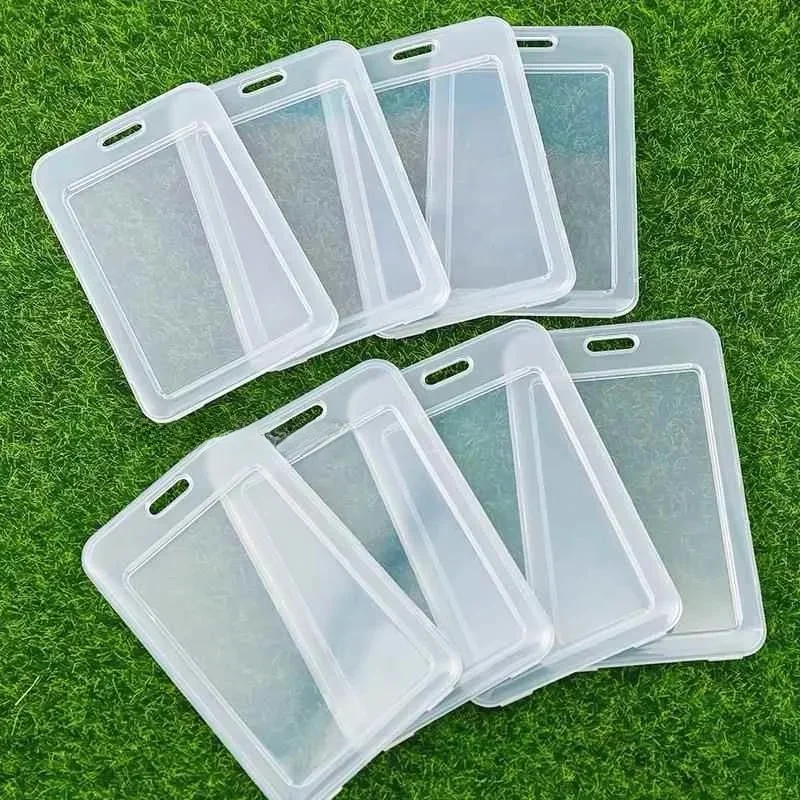 Transparent Flip Plastic Lunch Badge Holder Vertical Horizontal Hard Document Protective Case With Lanyard ID Card Storage