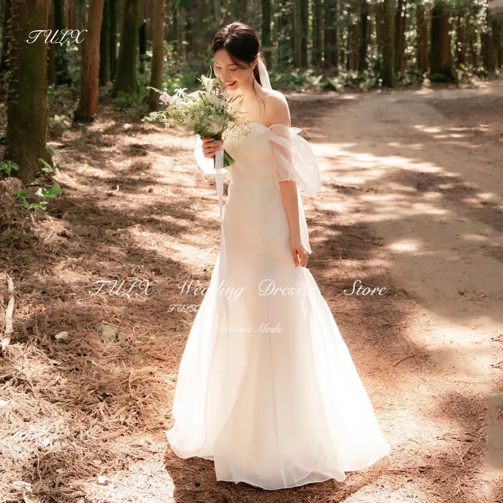 

TULX Elegant Mermaid Wedding Dress Korea Photo Shoot Puff Sleeves Ivory Organza Corset Long Bridal Gowns 웨딩드레스 Customized 2025
