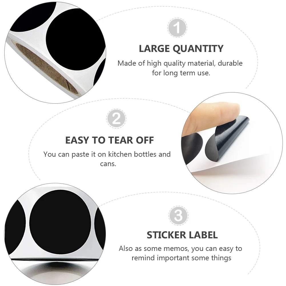 

3 Rolls Chalkboard Stickers Self-Adhesive Label Decals For Kitchen Jars Waterproof Canning Labels Household Packaging Sticky