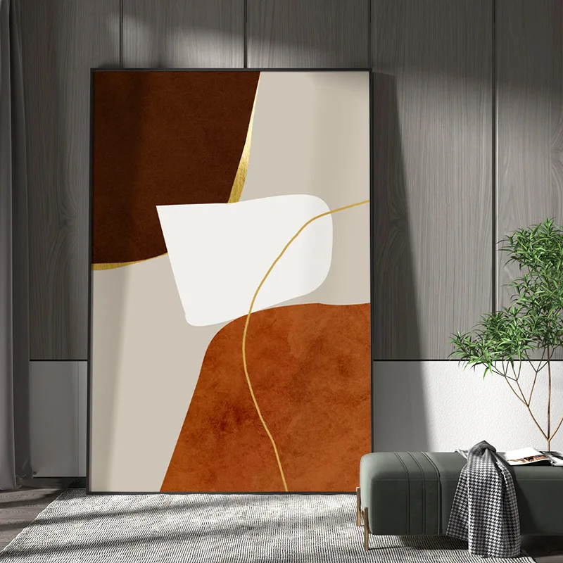 

Orange square modern abstract canvas painting minimalist room decoration art poster living room bedroom decoration painting