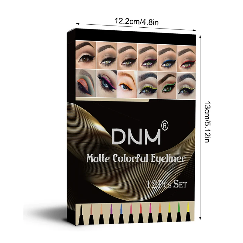 12-kleuren vloeibare eyeliner potlood waterdichte kleurrijke eyeliner pen hoogtepunt neon kleurrijke langdurige ogen make-up cosmetische