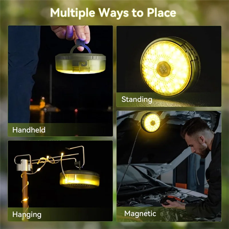 

LED String Lights Camping Lantern USB Rechargeable 2 In 1 Portable Outdoor Light With 8 Lighting Modes Camping Light-AT30