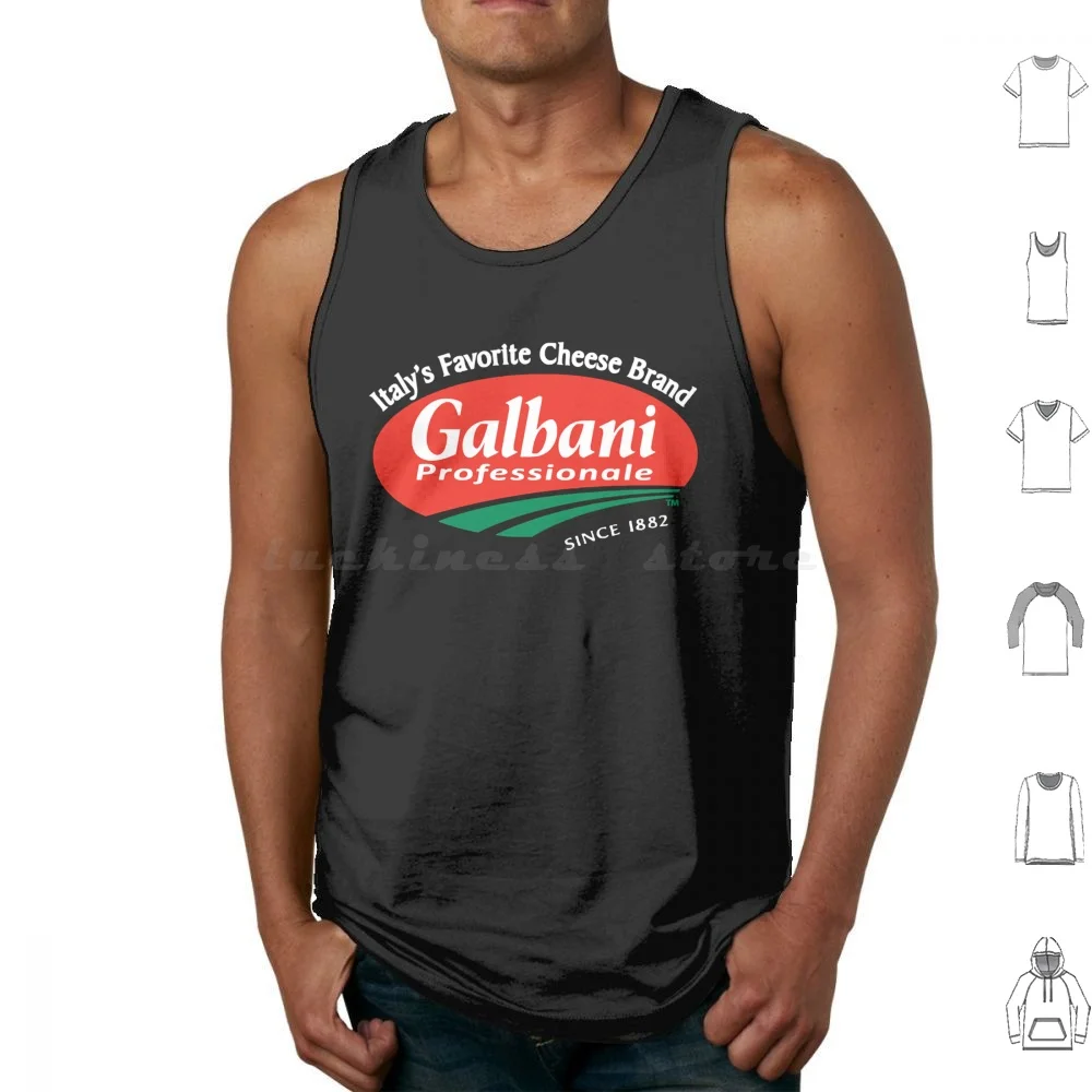 Camisetas sin mangas con logotipo original oficial de Galbani, estampadas en algodón, con diseños de comida, queso, macarrones, pasta, snacks y amor.