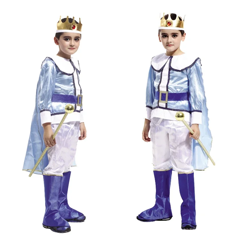 Kids Medieval Prince Knight Costume with Crown Cosplay for Boy Girl The King Costumes Children's Day M-XXL UY7491