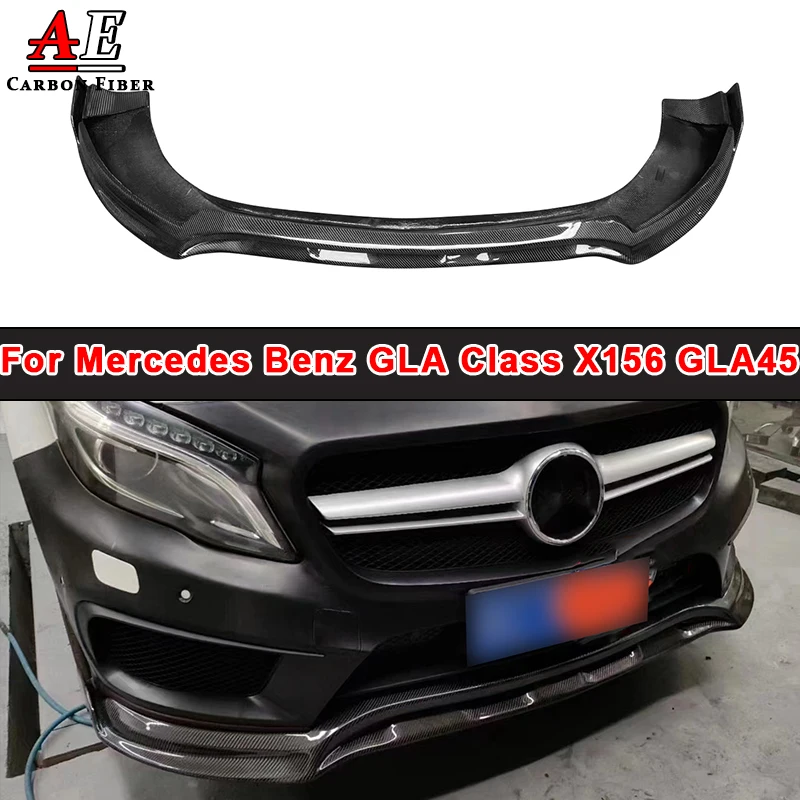 

For Mercedes Benz GLA Class X156 GLA45 Carbon Fiber Front Bumper Lip Diffuser Spoiler Splitter Lower Guard Plate Body Kit