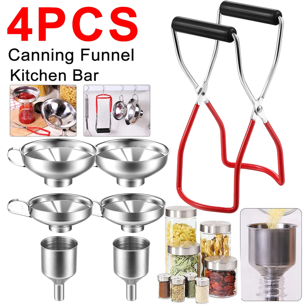 

Canning Funnel With Grip Handle Stainless Steel Canning Jar Lifter Rustproof Jam Funnel for Transferring Spices Liquids Gadgets