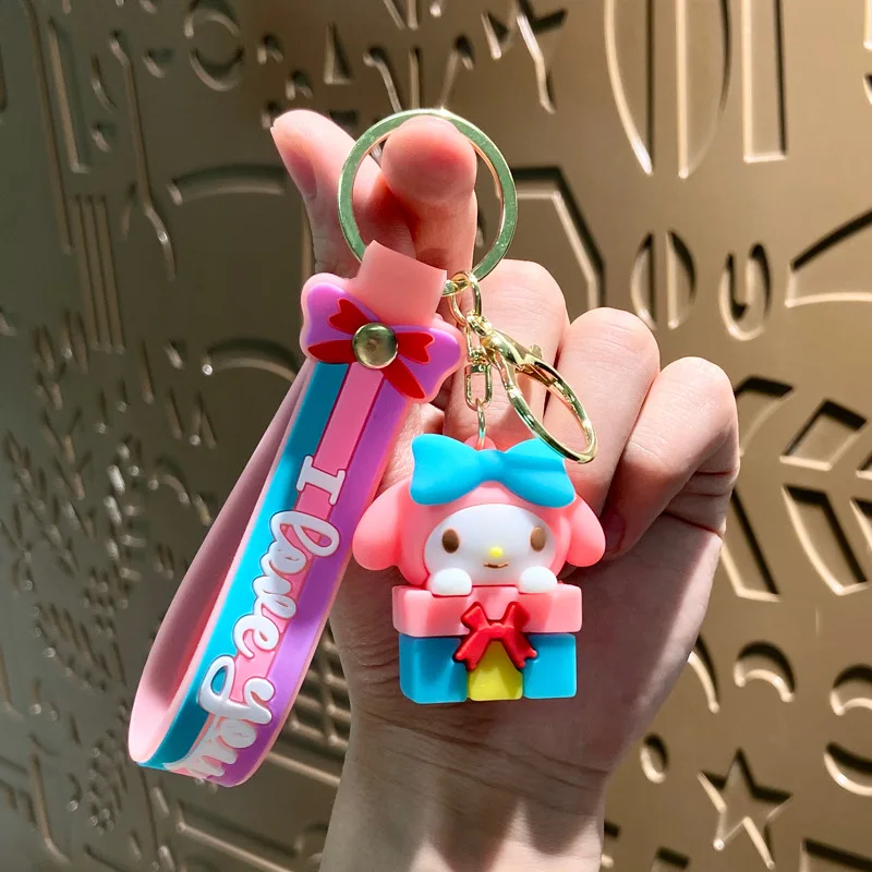 Sanrio Cartoon Keyring Toy Figure for Child Girls Boys Schoolbag Pendants Women Birthday Party XMAS Gifts