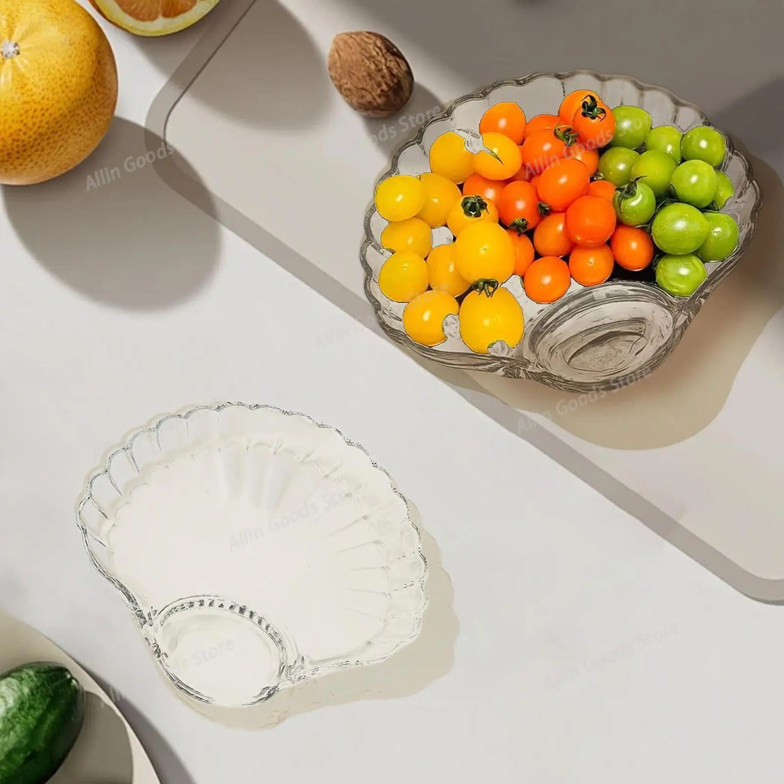 Glass Dumpling Plate with Snack Bowl and Sauce Holder Tapas Dish for Home Entertaining and Dining