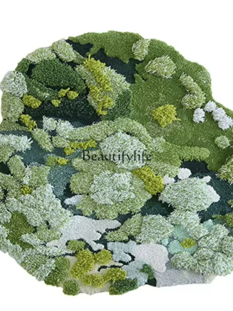 01*Spring feeling casual moss carpet handmade wool living room bedroom bedside green layout