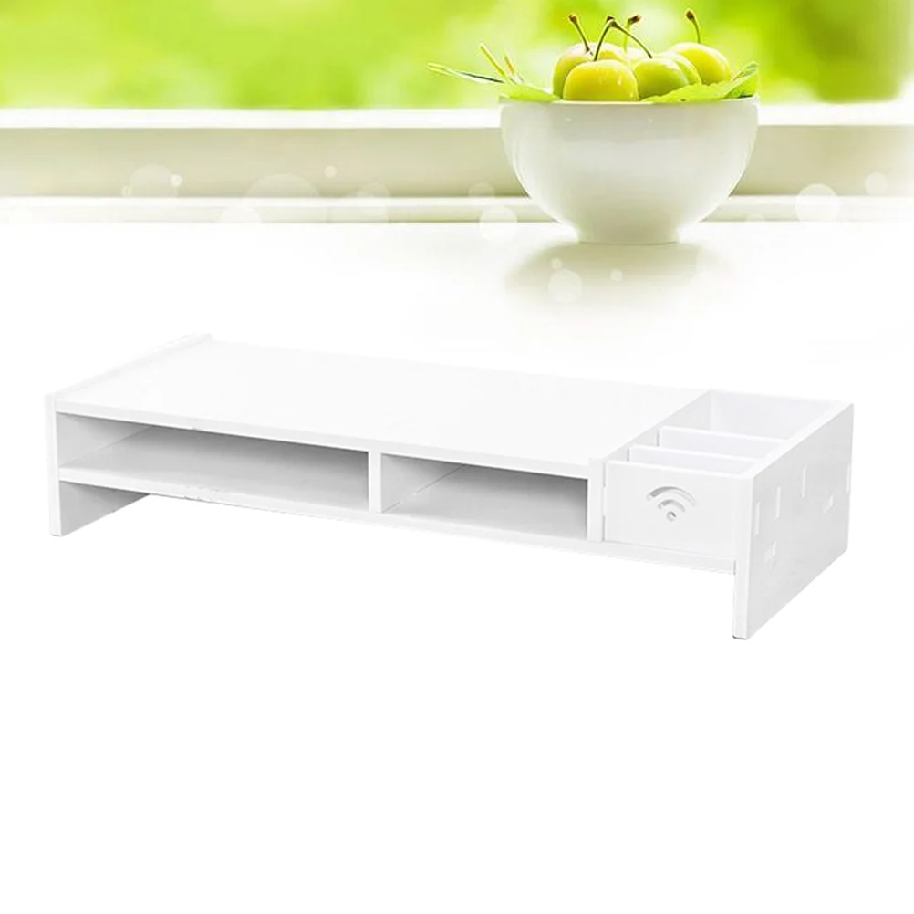 48CM Monitor Increased Shelf Office Desk Storage Finishing Rack Computer Base Bracket(White) desktop box