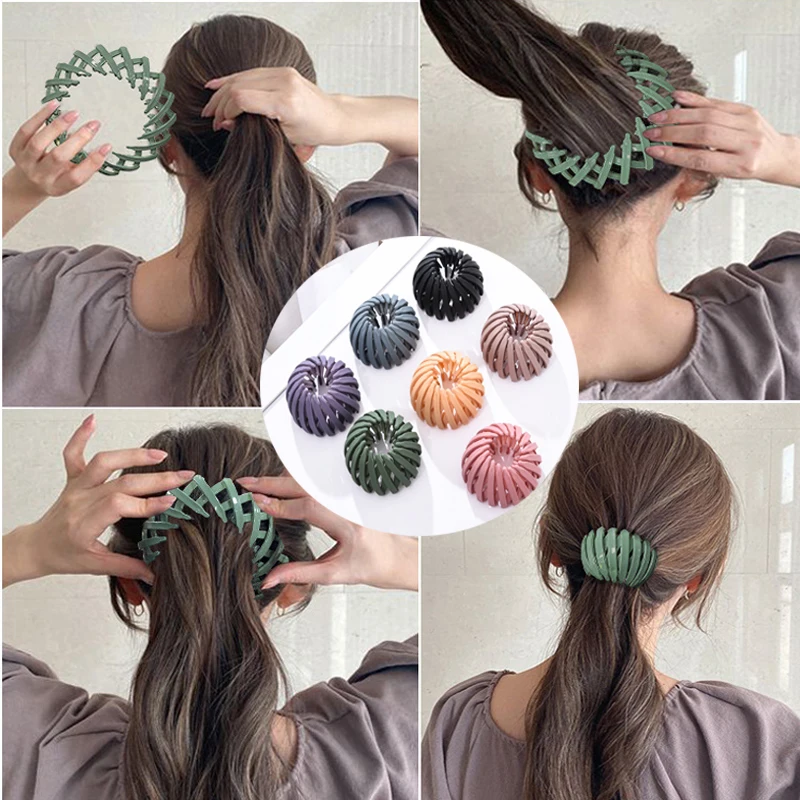 Horquillas mágicas para el cabello para mujer, soporte para el cabello con forma de Nido de Pájaro, Anillo para el cabello mate, cabeza de bola,