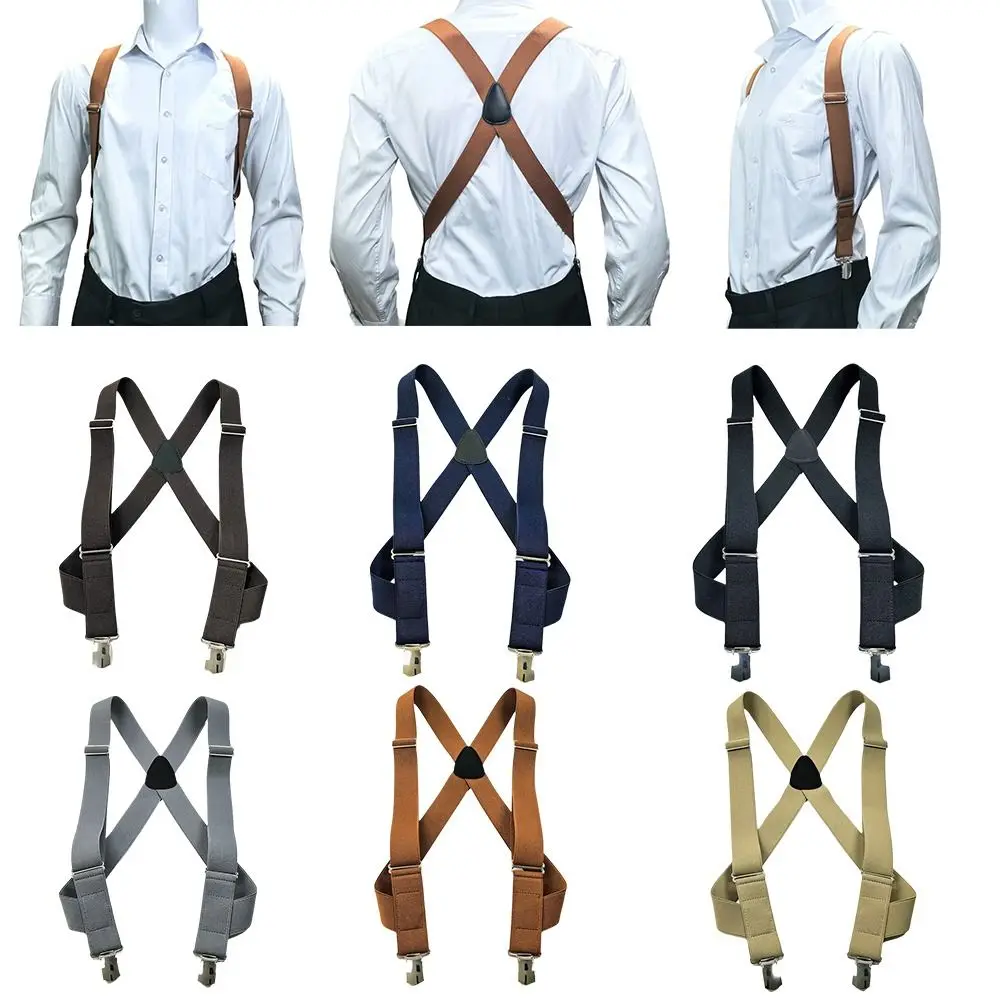 Bretelle da uomo 3.5x120cm con clip, elastiche e regolabili a X, 2 clip, antiscivolo, accessori per abito