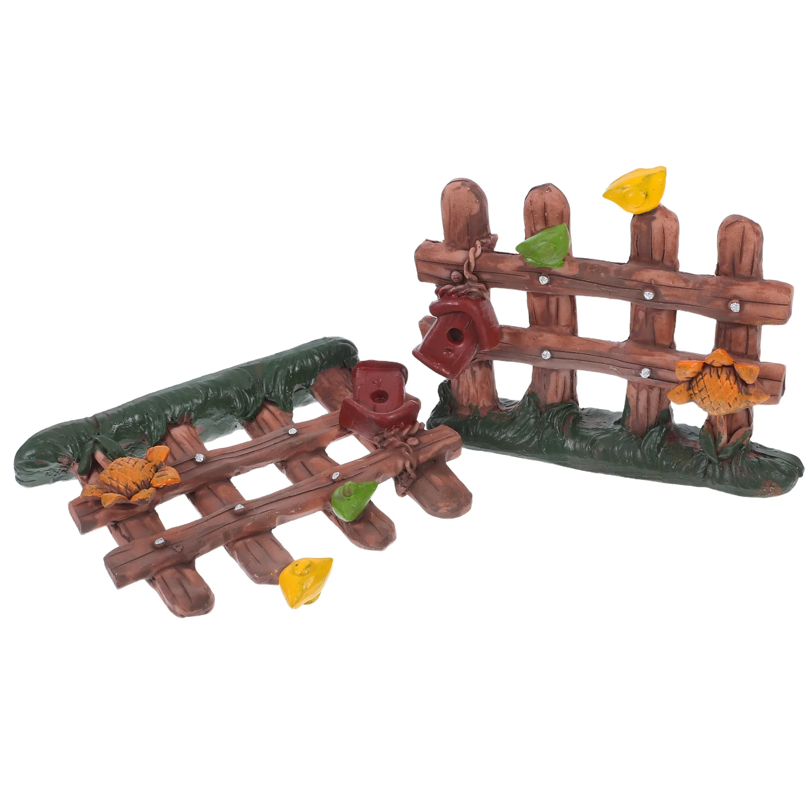 

2 Pcs Micro Landscape Fence Artificial Birds Nest Large Sandbox Artifcial Resin Diy Fences