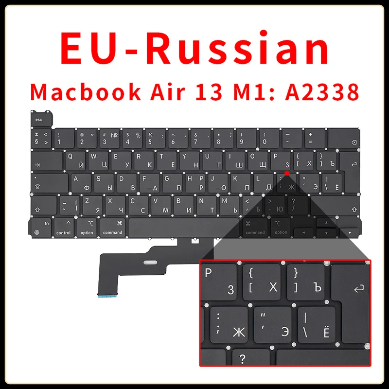 Imagem -03 - Macbook Pro Air 13 m1 Keyboard us uk ru Espanha Francês Alemão Árabe Brasil Italiano Turquia Portugal Thai Layout de Teclado A2338