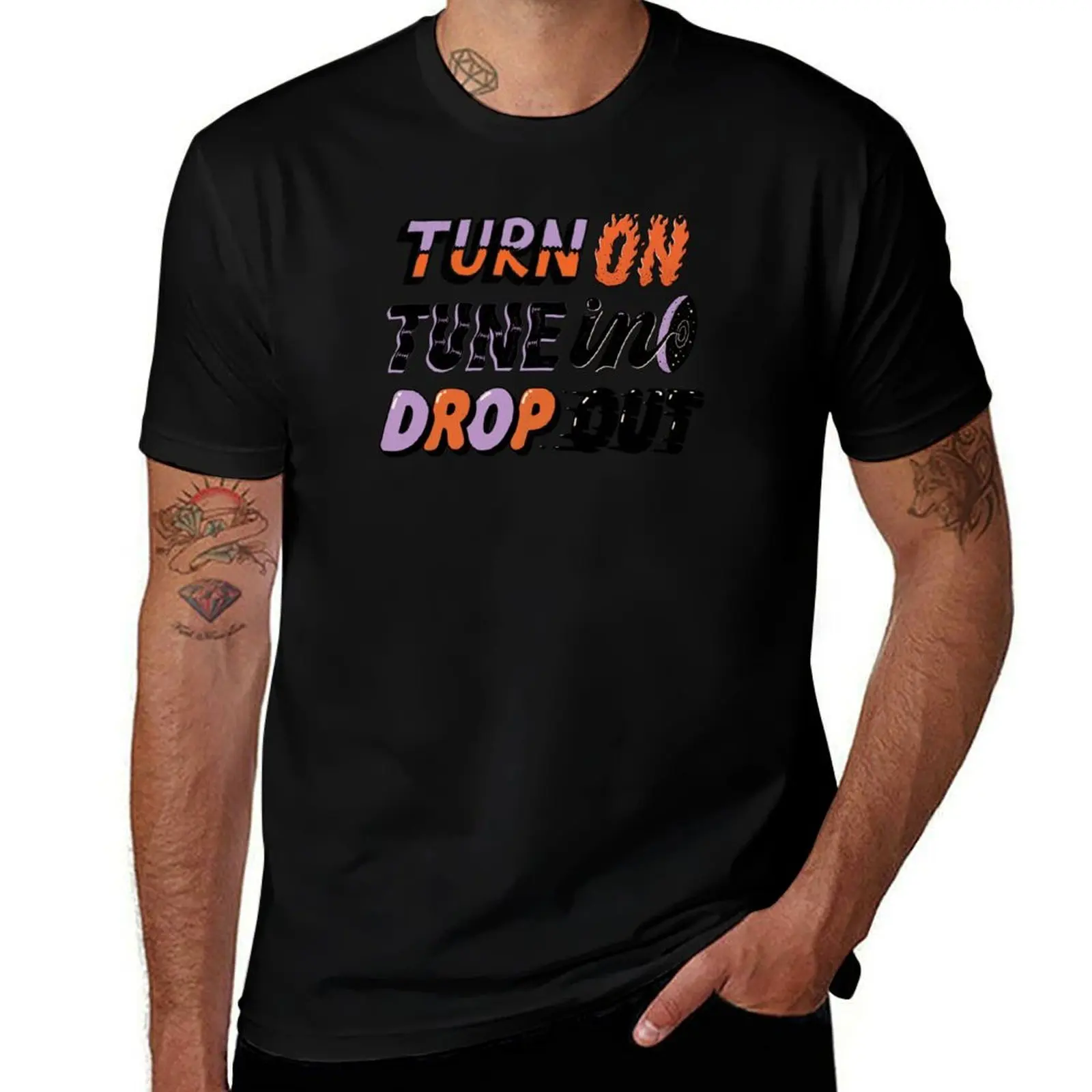 Turn On Tune In Drop Out T-Shirt Active Sports Short Sleeve Cotton Shirt