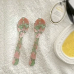 Original Ins Style French Dessert Spoon Jam Butter Knife Tableware Plastic Spoon Lovely Tableware Cute Spoon and Fork Set