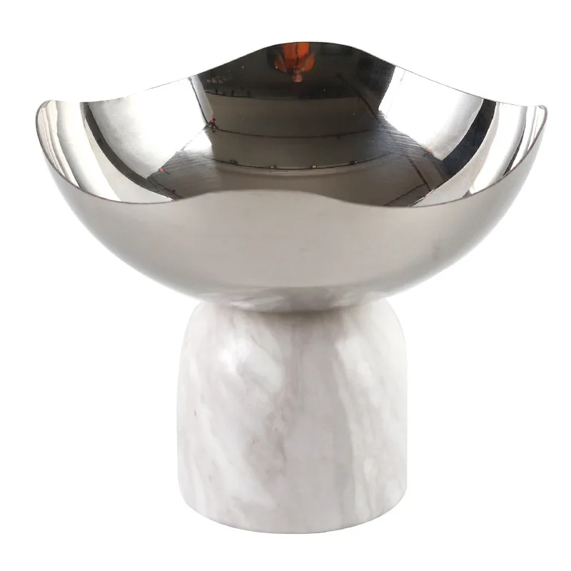 Luxury Marble Fruit Bowl with Base Decorative Serving Tray for Candy Modern Home Decor Hotel Showroom Decorative Ornaments