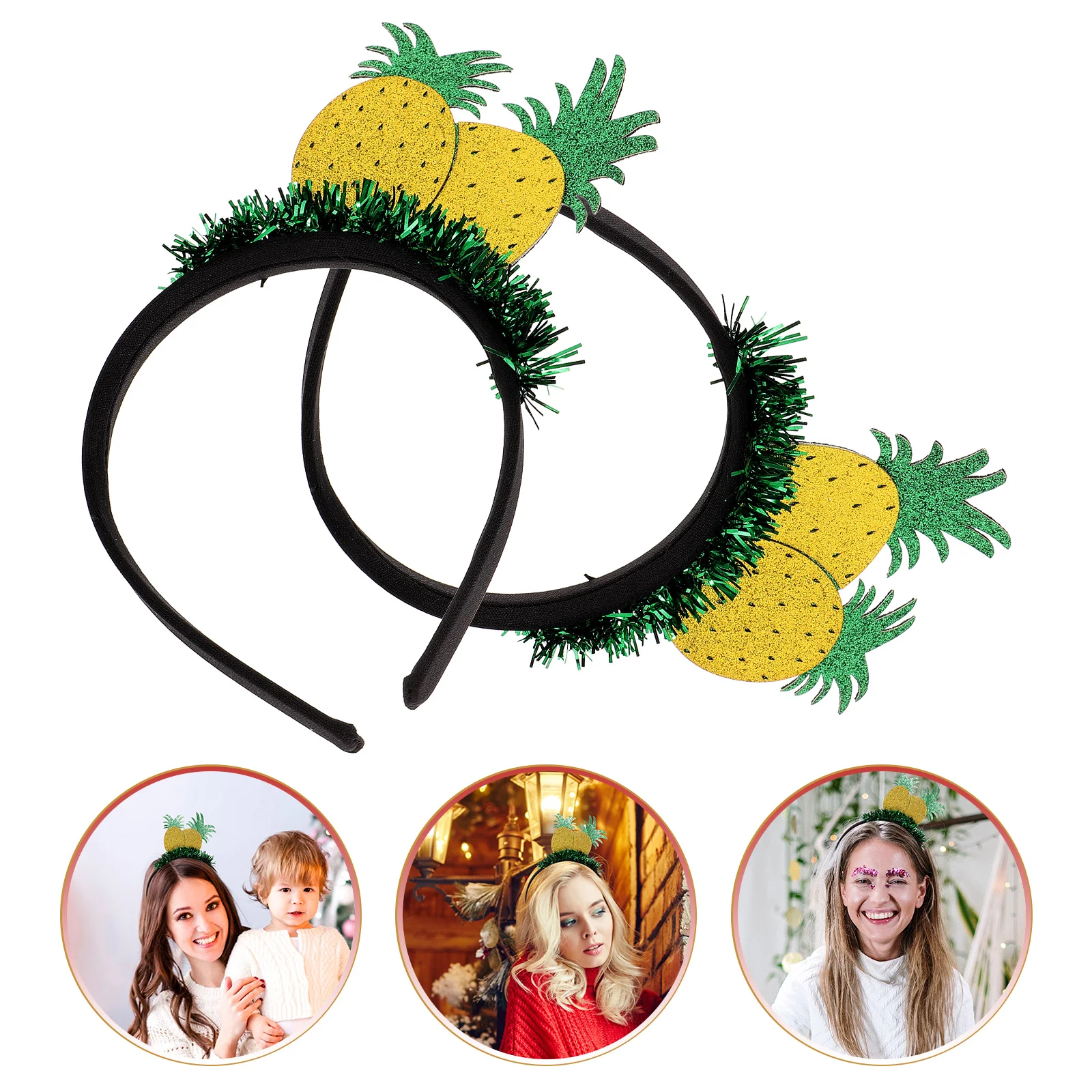 

2 Pcs Headband Lovely Party Headwear Pineapple Shaped Hairband Girl's Fruit Bands Hawaiian Hoop Greeter Felt Cloth Banquet