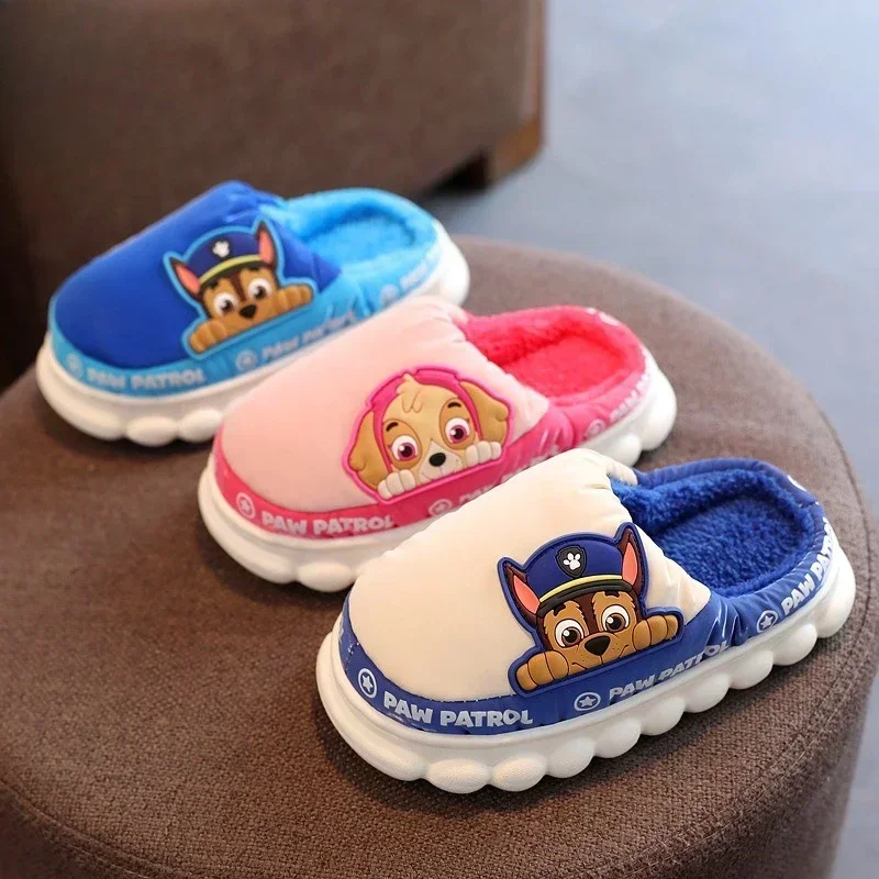 New Slippers For Home For Children Boys Girls Autumn Winter Home Furry Cute Flip Flops Indoor Wooden Floor Warm Cotton Shoes