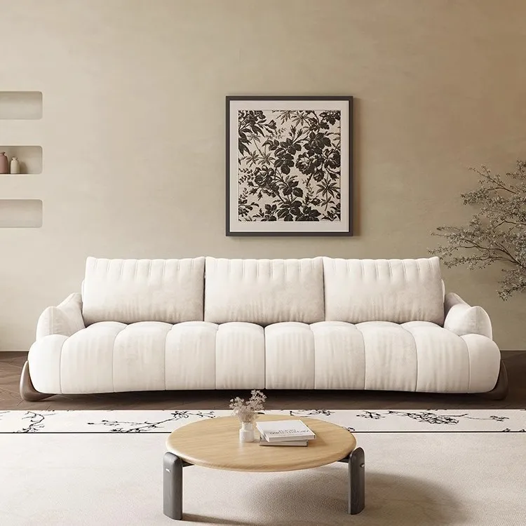 أريكة قماشية لغرفة المعيشة، أريكة قماشية حديثة منتفخة على شكل سحابة كريمية للرياح والقطط #3