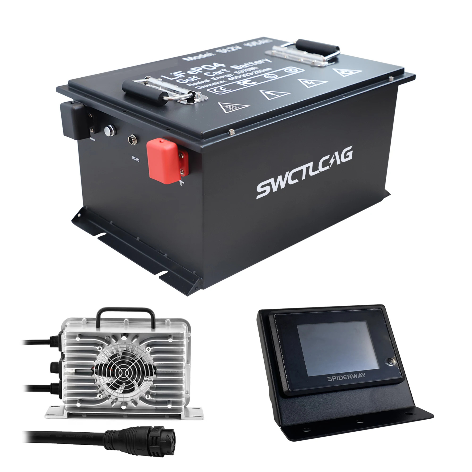 

48V 105Ah Lithium Golf Cart Battery Built-in Smart 200A BMS with Touch Monitor & Mobile APP 4000+ Cycles Max 10.24kW Power