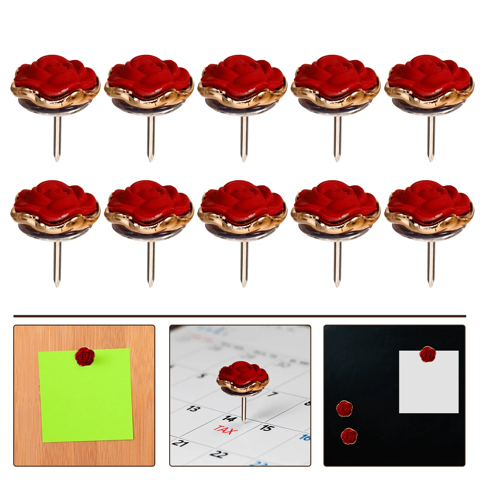 

30 Pcs Rose Flower Decorative Needle Daily Use Thumb Tacks Small Push Pin Shape Map Supplies Resin Desk Accessories for Women