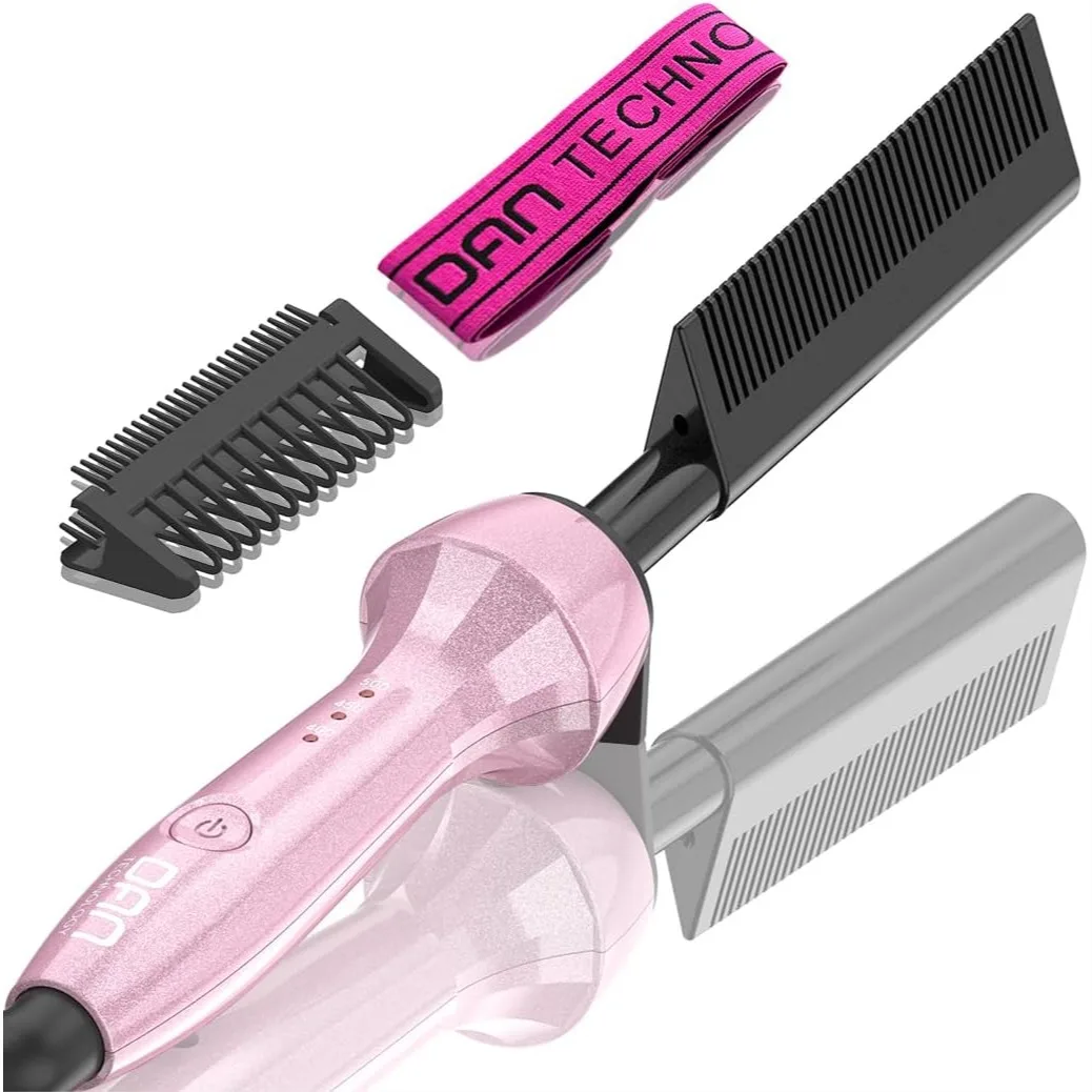 

Hot Comb for Black Hair with Adjustable Temperature 400-500℉, Dual Voltage Straightener for Wigs, 60 Min Auto Shut Off