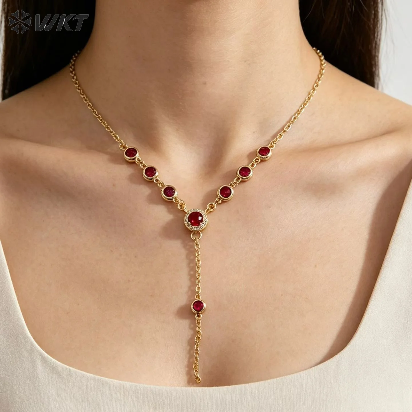 WT-MN1005 New Unique Popular Micropave Cubic Zircon 43+5cm Necklace With 18k Gold Plated For Friends ACC