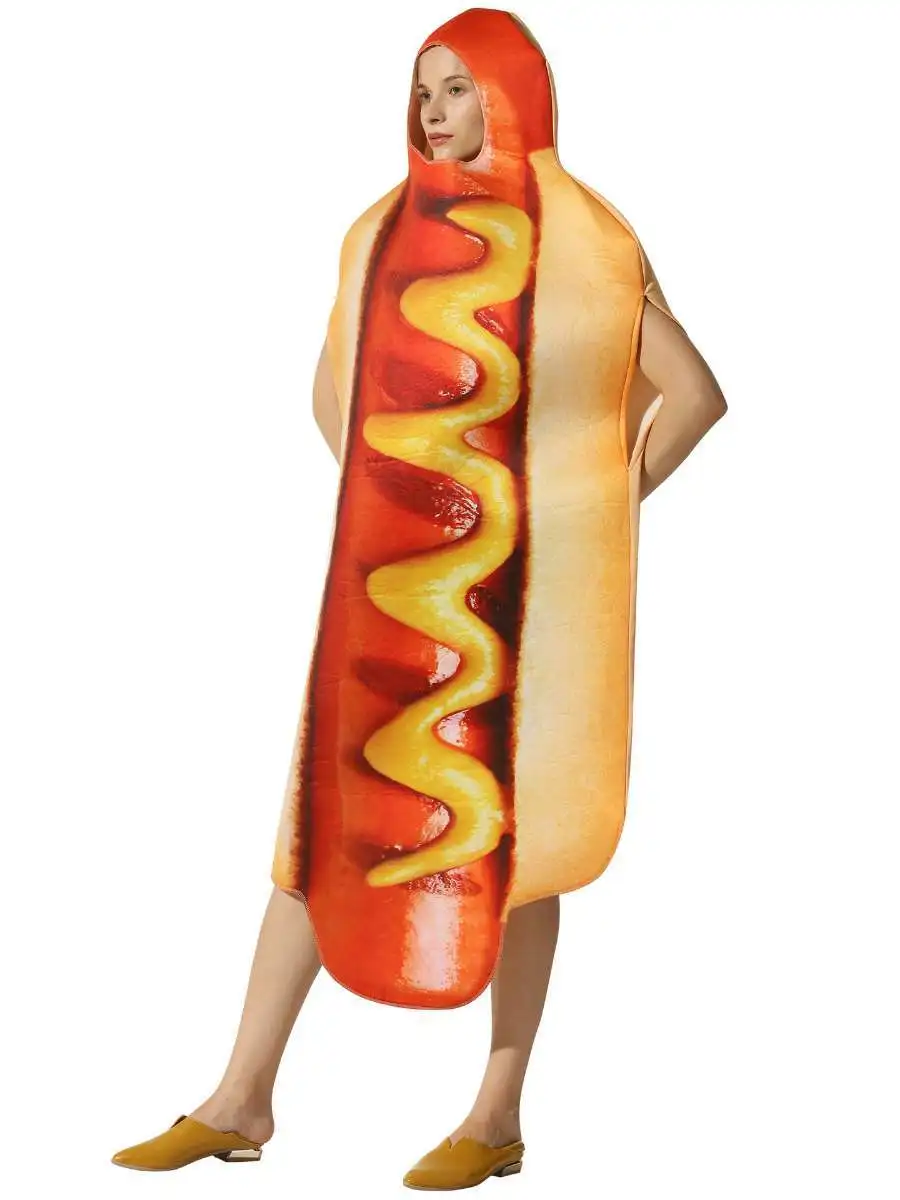 Halloween Party Costume Hot Dog Outfit Stage Performance Suit Jumpsuit Performance Clothes Funny Dog Costume for Women