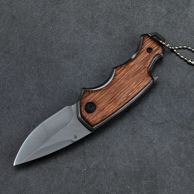 Solid Wood Handle Folding Knife Blade 4cr14 Household Kitchen Melon Fruit EDC Tool Outdoor Survival Pocket Tactical Knife