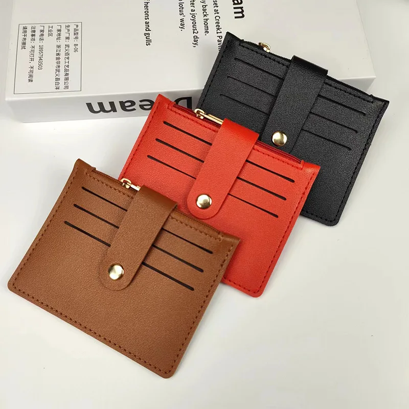 Mini Card Wallet PU Leather Vintage Organizer with Coin Pouch Multi Slot for ID Credit Cards Cash Lightweight Portable